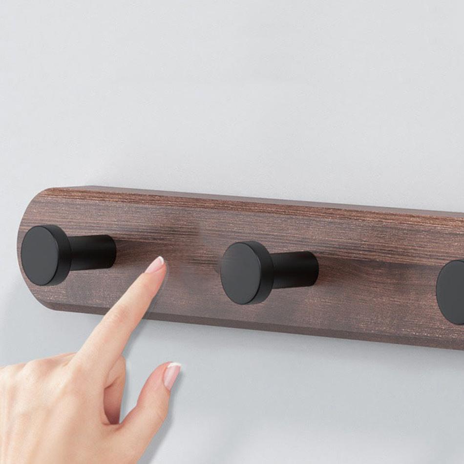 Wood Wall Hook Black 3 4 5 Round Dot Hooks for Lavatory Bathroom Creative Wall Mount Door Key Storage Hanger Coat Towel Holder
