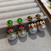 Original Retro Court Style Drip Oil Enamel Chinese Earrings Pearl Earrings, High-End Sense Light Luxury Temperament Medieval Earrings