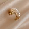 Ear-free Double-layer Twist Pearl C-shaped Ear Clips, Real Gold Electroplated Ins Simple Earrings