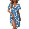 Women's Summer Fashion Floral Print Dress Casual Beach A-Line V-Neck Loose Sundress