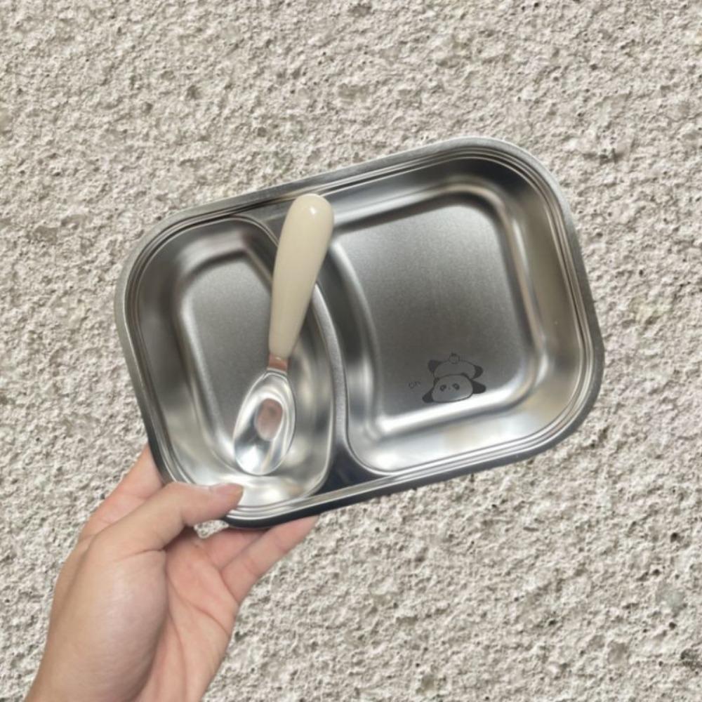 

Square Divided Snack Plate Silver Dessert Lunch Box New Dining Plate Kids Tableware 1