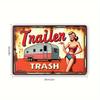 Vintage Trailer & Spice Girl Metal Tin Wall Art Sign - Retro Wall Decor with Pin-Up Girl & Classic Bus Design, Bar Decoration