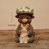 Easter Cow Figurine Farmhouse Decor Creative Sculpture Gnome Holding Bunny for Tiered