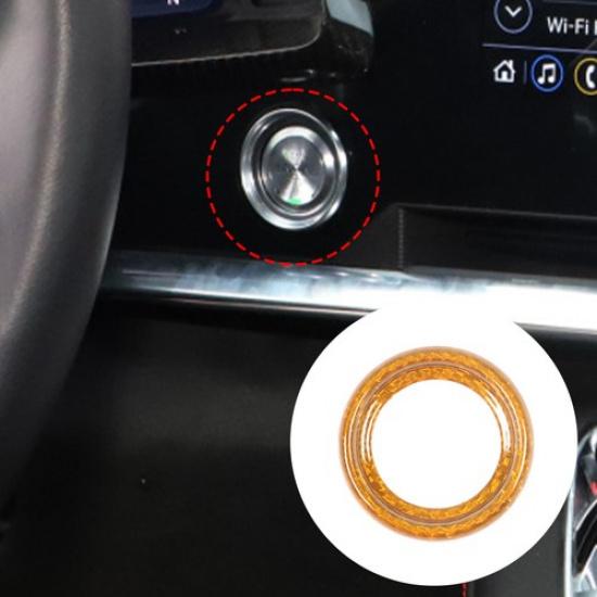 Yellow Carbon Fiber Engine Start/Stop Button Switch Cover Trim For Corvette C8