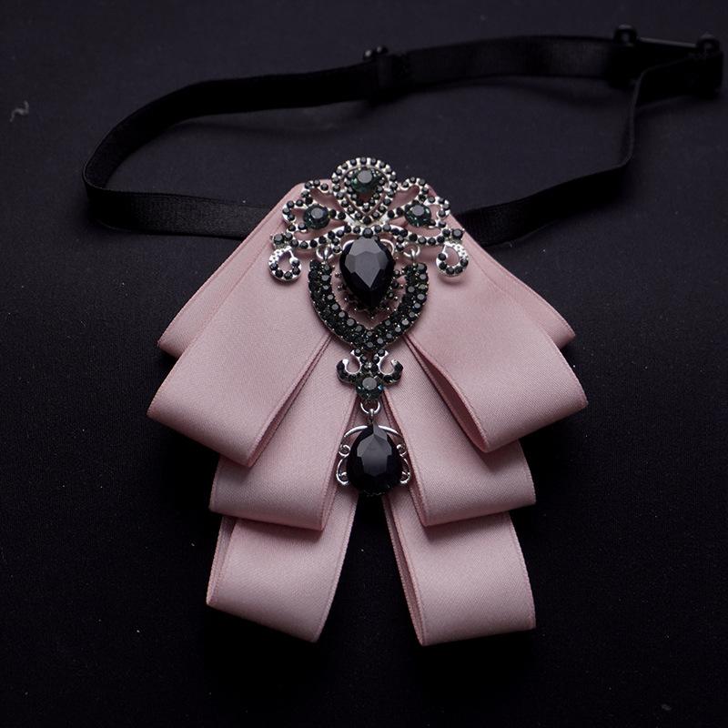 Detachable Bow Tie Brooch Silk Ribbon Collar Pin for Shirts & Blouses Fashion Floral Bow Clip for Women's Casual Outfit