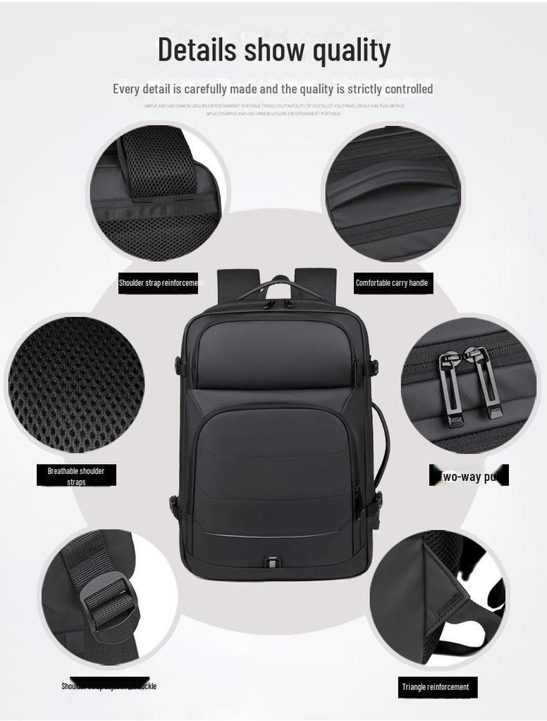 Multifunksjonell utvidbar laptop- og vognryggsekk for menn for forretningspendling og reiser