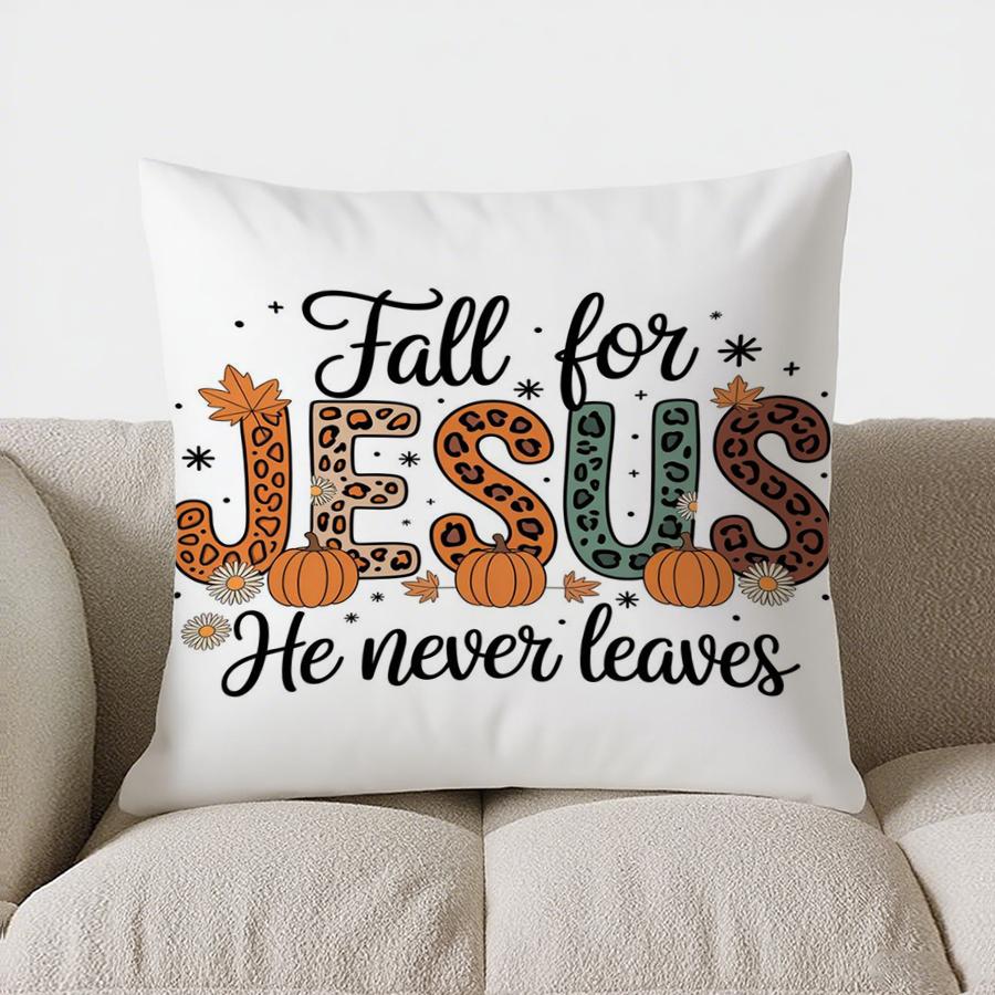 Home Decor Hello Fall: Pumpkins & Autumn Leaves Pillow Pattern Cushion Cover Suitable for Sofa Bedroom Car Pillow Cover