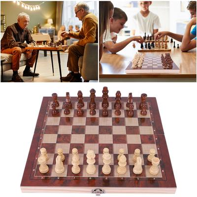 29x29cm 3 In 1 Chess Chekers Backgammon Developing Strategic Thinking Chess Wooden Set Best Gifts No Toxic for Kids Adults