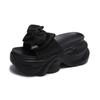 Fashion 7CM Heels Wedge Slides Sandals Female Summer Butterfly Knot Non Slip Beach Casual Outdoor Slippers Walking Chunky Shoes Woman