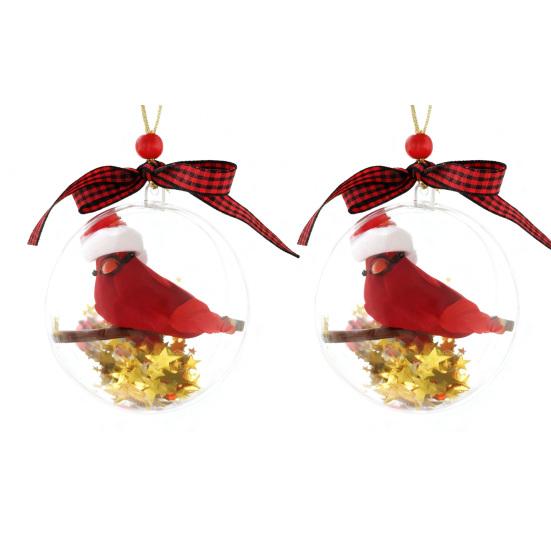 Nature's Birds Ball Ornament 3D Animal Clear Plastic Ball Decoration Christmas Tree Memorial Gift for Bird Lovers