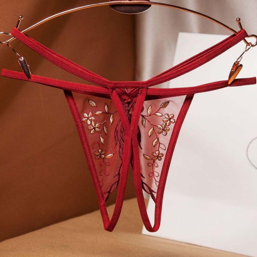 Thin Belt Lace Flower Panties Transaprent Traceless Briefs Fashion Women Mesh Thong  Underwear