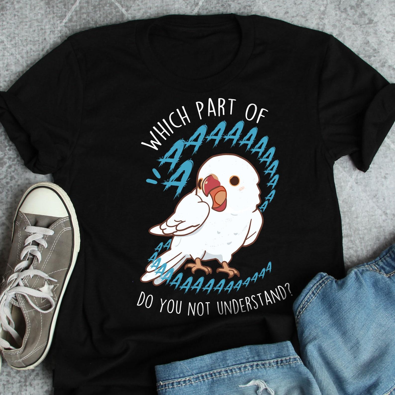 White Indian Ringneck Parrot Shirt, , , Funny Albino Parrot Lover Gift, Cute Pet Bird T-shirt, IRN Mom Tee, Ringnecked Dad Top 100