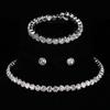 2/3Pcs Light Luxury Round  Jewelry Set For Women Charm Necklace Bracelet Earring Brides Wedding Jewelry Accessories