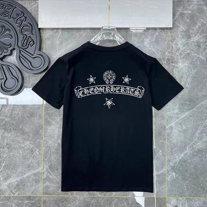 

D45 CHROME HEARTS 2026 Summer New High Quality Cotton Round Neck Loose Large Size Men s and Women s T-shirt Couple T-shirt M чорний