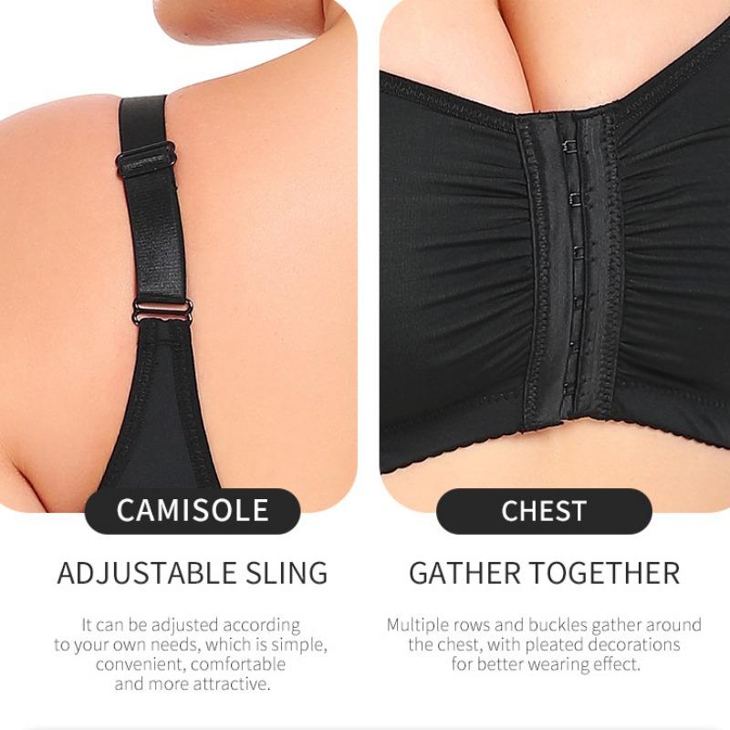 European and American Front-buttoned Beautiful Back Large Size No-rim Vest Adjustable Running Underwear Side Breast Shaping Bra