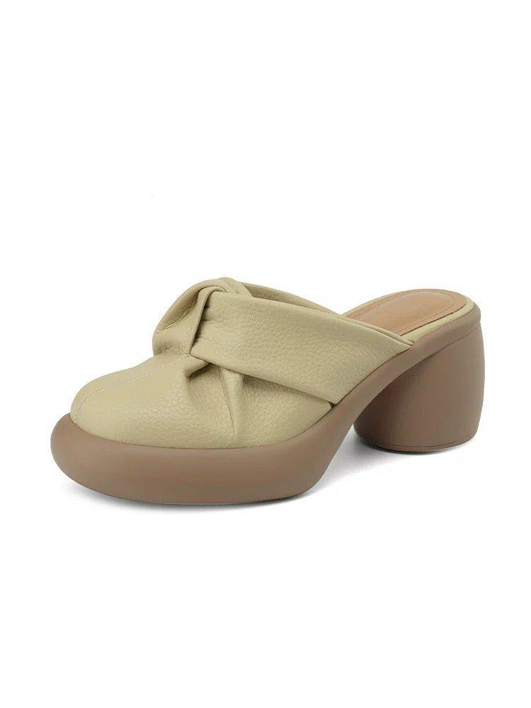 Huge Versatile~ Small Man High-heeled Thick-soled Bag Head Half-drag Sandals Women's Summer Fashion Outer Thick-heeled Casual Slippers