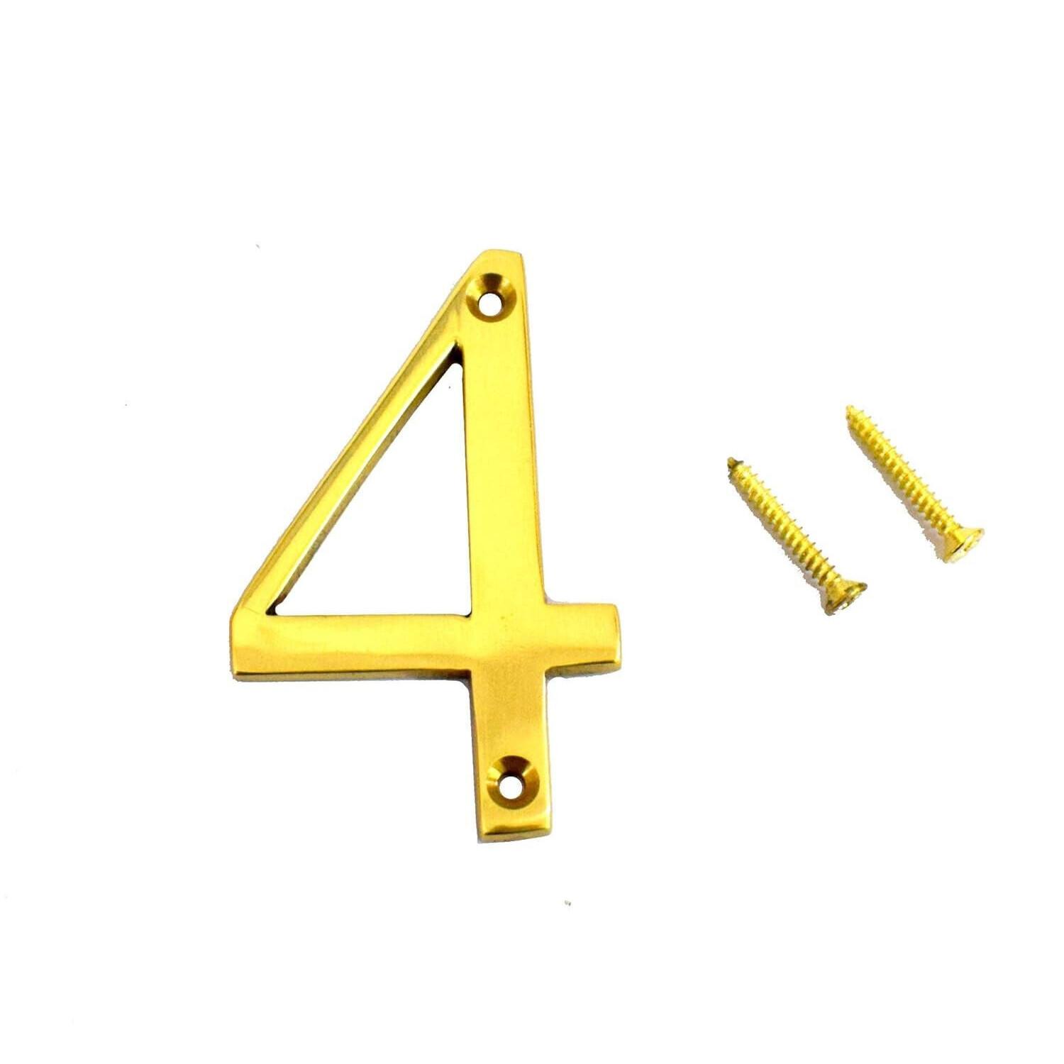 

@ Brass House Door Number 4 With Two Screws g033 MJ-365-60%OFF