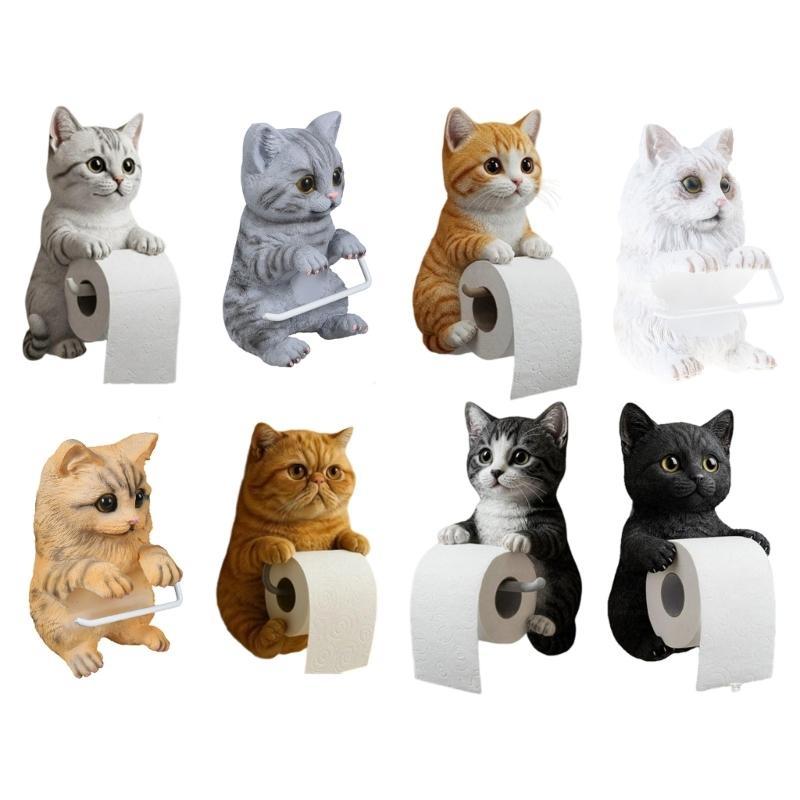 Feline Design Resin Wall Mounts Toilet Paper Holder Bathroom Storage Practical