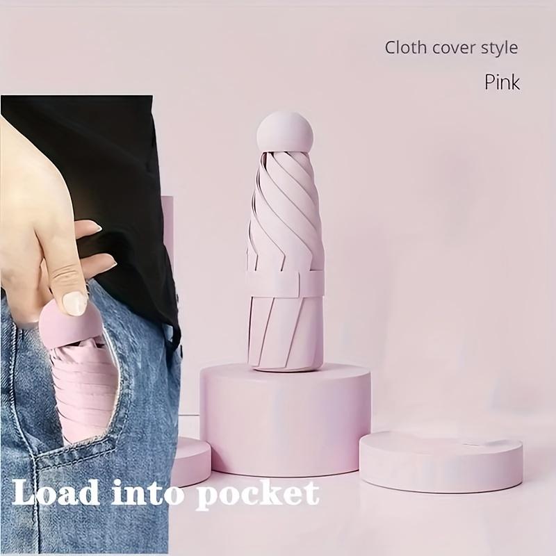 Mini guarda-chuva dobrável de cor sólida, 6 nervuras, casual, leve, durável, portátil, para homens e mulheres