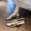 One Word with Square Head Thick Heel Bag Head Sandals Women's New Summer Wear Temperament Cool Slippers
