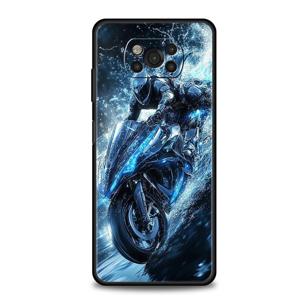 Motorcycle Phone Case for Xiaomi Poco F7 F6 F5 F4 F3 X6 X5 X4 X3 NFC F7 Ultra M4 C51 C55 GT 5G Soft TPU Cover Fundas Capas Coque