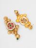 Gold-Plated White Stone-Studded & Beaded Temple Jewellery Set