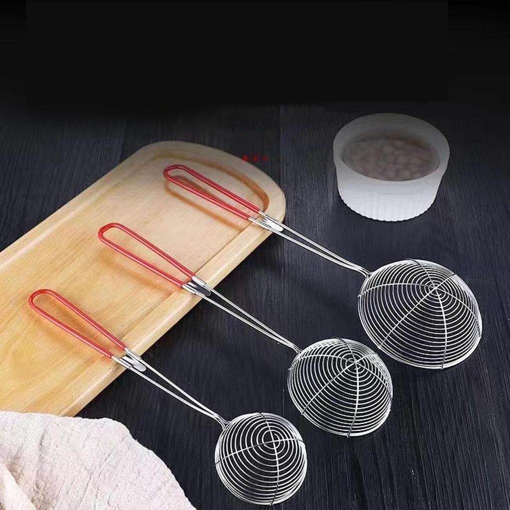 Schaumlöffel Sieb Netz Ergonomischer Griff Bratlöffel Küchenzubehör für Früchte,