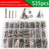 535-piece Hexagon Head Bolts, Nuts and Flat Washers Kit, M3/M4/M5/M6 Heavy Duty Stainless Steel Full Thread