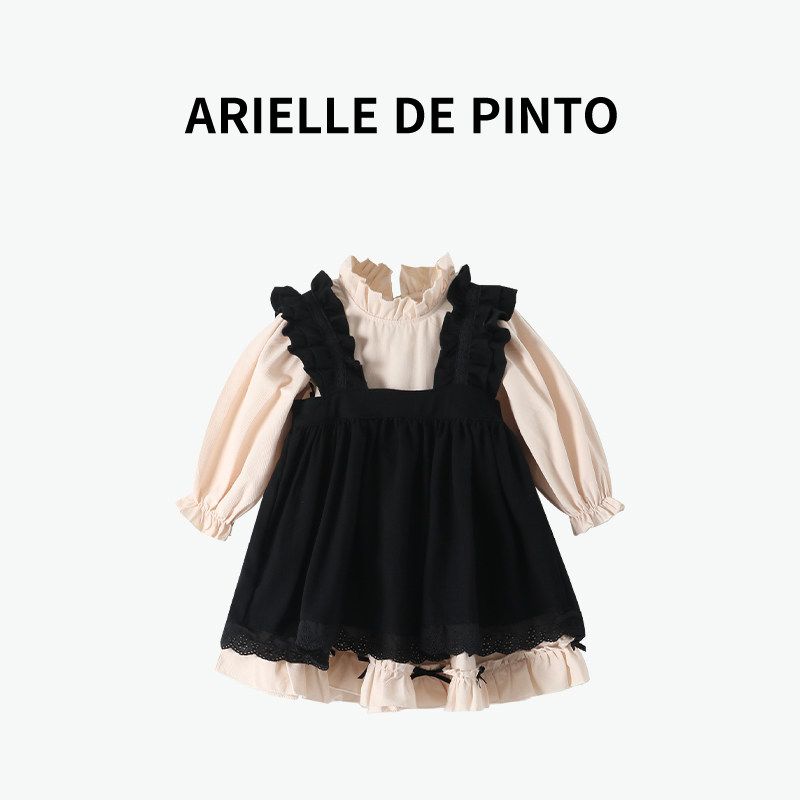 French Arielle De Pinto Girls Lolita Princess Dress Autumn Outfit Baby Girl Lolita Dress Beige 100
