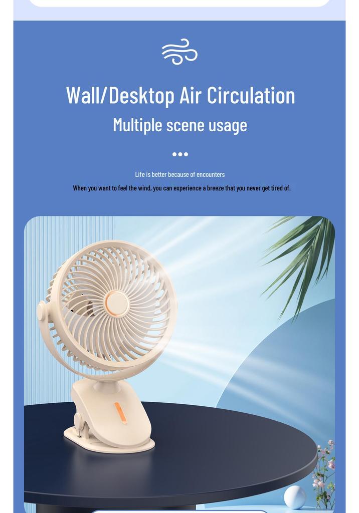 6-Inch USB Rechargeable Mini Fan with Night Light for Desktop, Office, Dorm