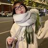 Korean Style Knitted Stripe Scarf Thickened Long Wool Tassel Scarf Retro Winter Scarves  Girls