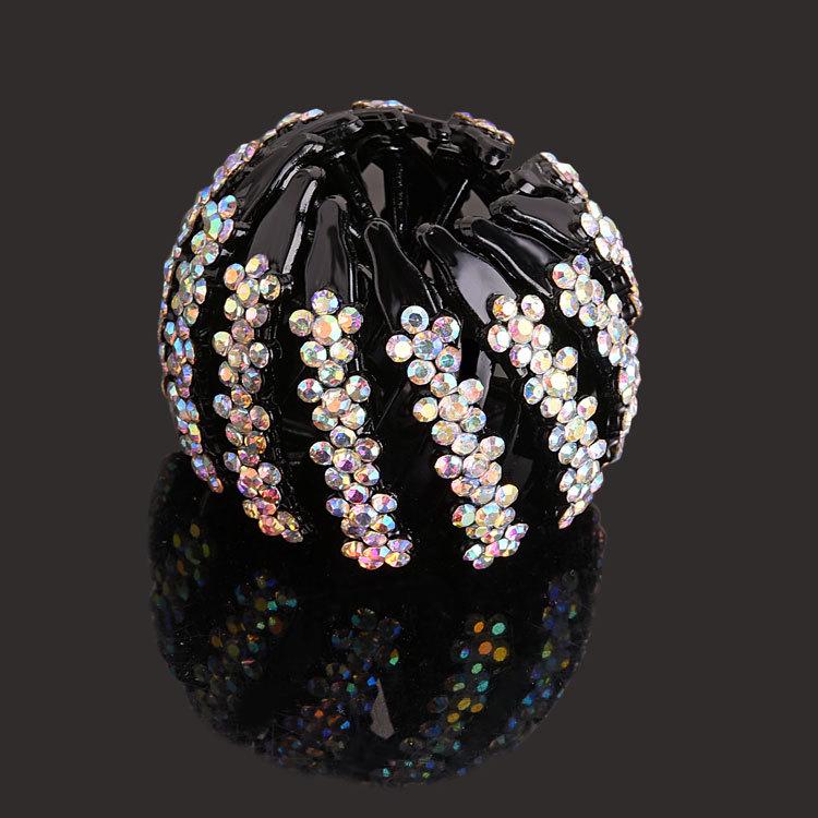 "Elegant Rhinestone Hair Clip & Ponytail Holder - Bird's Nest Design"