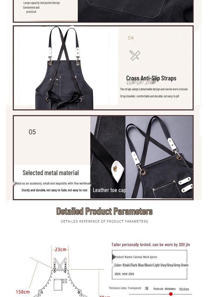 Durable Canvas Apron for Cooking, Woodworking & Gardening
