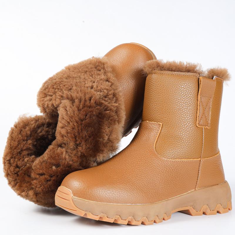 New winter men s shoes side zipper thickened warm wool snow boots men s fur integrated cotton shoes men s short boots 36 7439₽