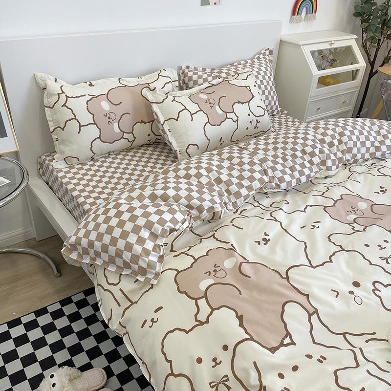 Four-piece Cartoon Single-piece Bedding Dormitory Bed Sheet Quilt Cover Ins Quilt Cover Three-piece Set Spring