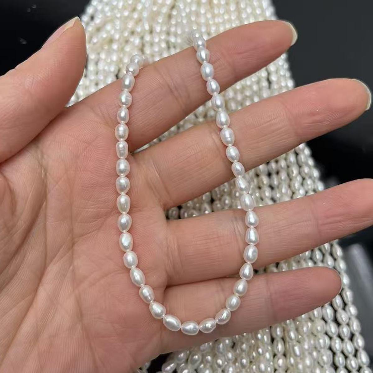 

1 нитка, білі натуральні перламутрові мушлеві намистини, 3,5-4,5 мм, бохо ручної роботи, рисові намистини для виготовлення прикрас, DIY-виробів, подарунки на День святого Валентина оптом, 36 см 1String/3.5-4.5mm-36cm білий
