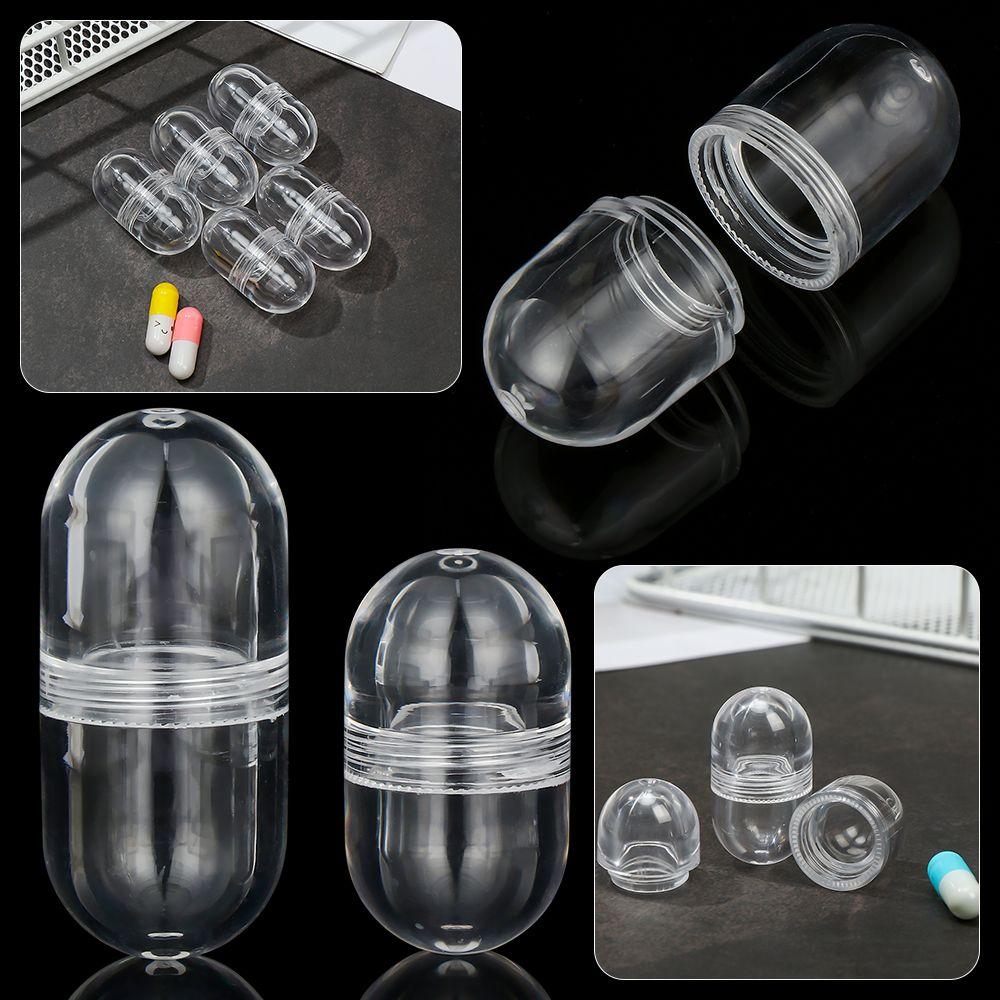 5Pcs/set Transparent Portable Drug Container Storage Box Pill Cases Empty Capsule Shell Medicine Splitters Bottle