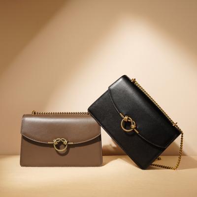 New Classic Real Leather Small Square Bag  Early Spring Simple Commuter Versatile Handbag Ladies Crossbody Chain Bags
