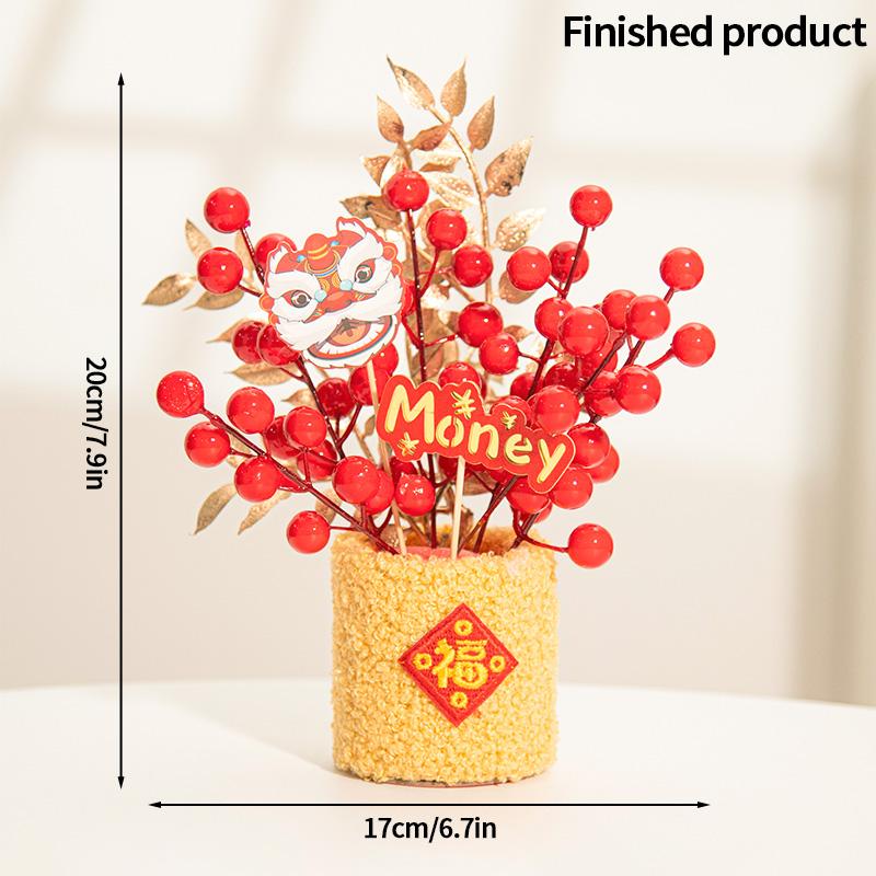 2026 Chinese Wealth Fruit Pot Decoration Chinese New Year Desktop Ornament Spring Festival Gift Decor Blessing Flower Bucket