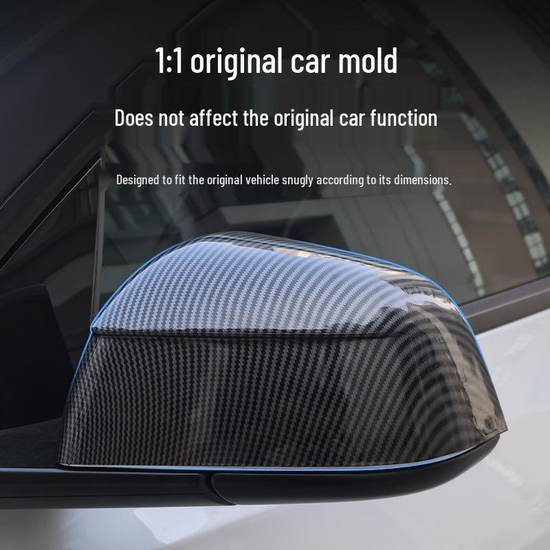 Tesla Model Y Rearview Mirror Cover, Carbon Fiber Texture Matte Carbon