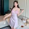Spitzen-Französisch-Retro-Prinzessin-Camisole-Nachthemd mit integrierten BH-Polstern - Damen-Sommer-Eis-Seiden-Pyjama
