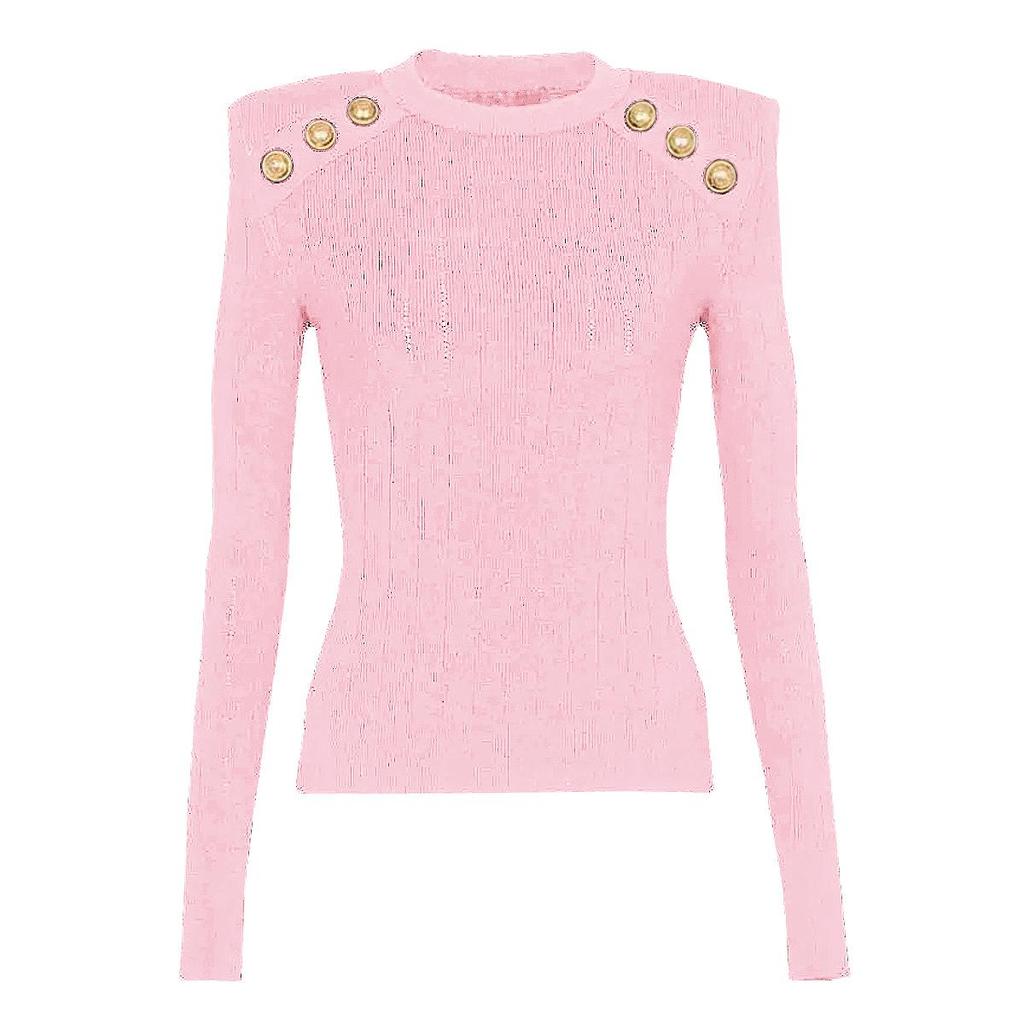 In Stock: 2025 Classic Black Round Neck Wool-Blend Women's Sweater for Spring & Autumn