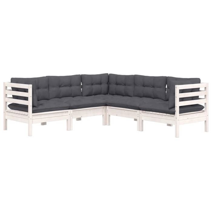 VidaXL Solid Pine Wood Garden Lounge Set 5 Pcs with Cushions Patio Furniture Outdoor Furniture Garden Furniture 3096672