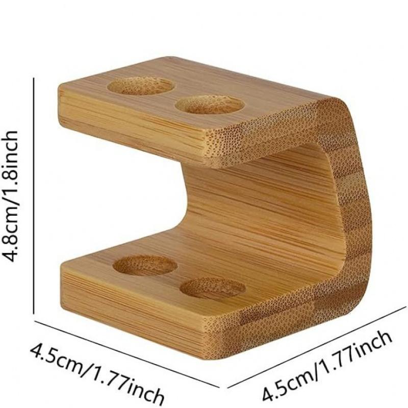 Wall-Mounted Bamboo Toothbrush Holder with 3/4 Holes Electric Toothbrush Head Storage Box Multi-Compartment Bathroom Organizer