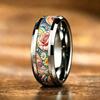 Boho Vintage Colorful Daisy Flower Inlaid Stainless Steel Rings For Women Men High Polished Bevel Edge Wedding Band Jewelry Gift