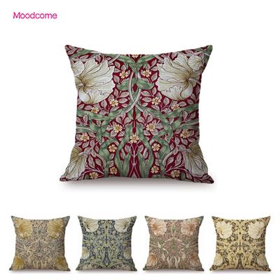 Classic Morris Flower Floral Pattern Pimpernel Red Yellow Pink Blue Home Decorative Art Sofa Pillow Case Linen Cushion Cover