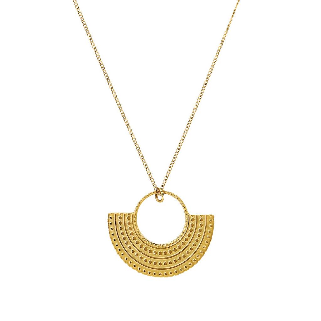 European and American New Fan-shaped Necklace, Simple Ins Style Gold Stainless Steel Pendant Geometric Necklace Jewelry Women