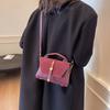 Women's Retro Contrast Stitch Small Square Bag Niche Design Brown Tone Shoulder Handbag with Metal Buckle, Fashion Crossbody Satchel