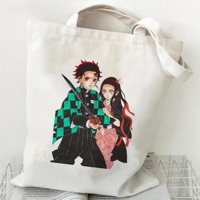 Japanse cartoon strips Demon Slayer bedrukte canvas tas Tote Bag Boodschappentas