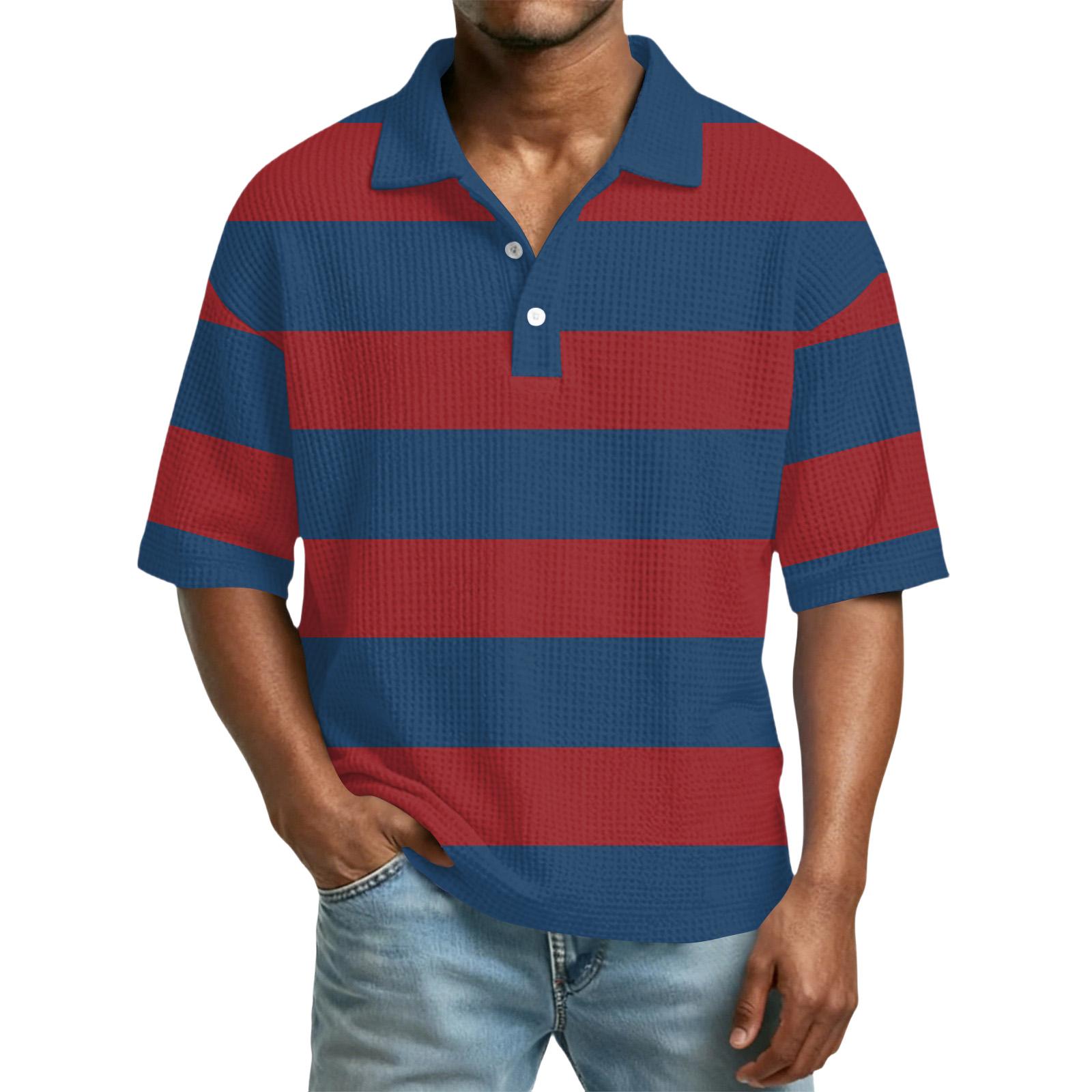 

Men s Color-Block Collar Short-Sleeve Casual Top L коричневий